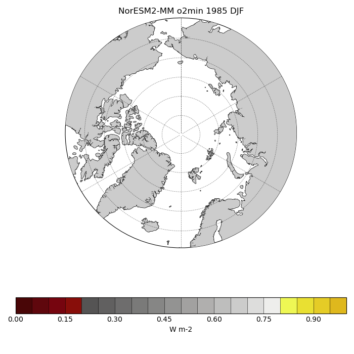 Map of NorESM2-MM o2min 1985 DJF
